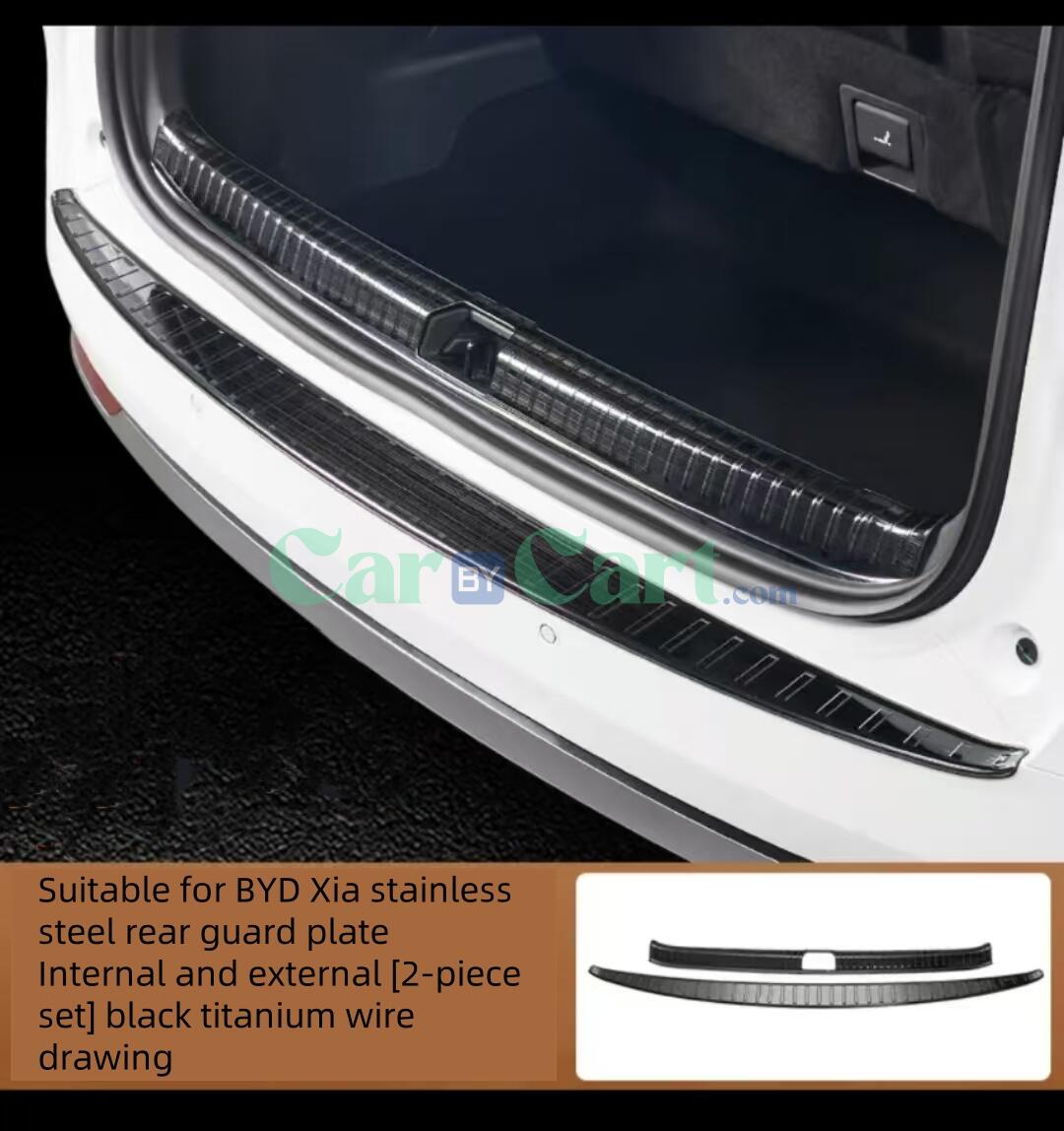 2025 BYD Xia لوحة حماية خلفية من الفولاذ المقاوم للصدأ والتيتانيوم الأسود.