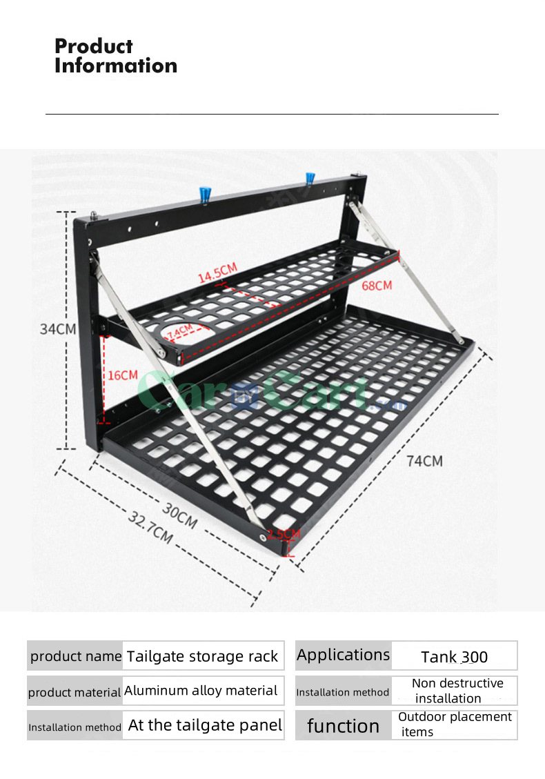 2025 TANK 300 رف تخزين للباب الخلفي القابل للطي