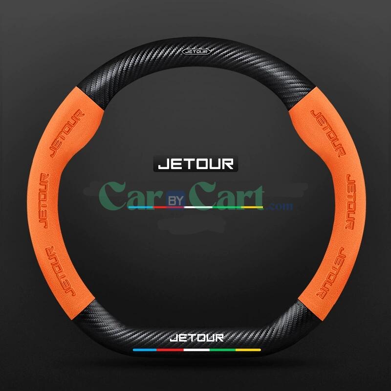 غطاء عجلة قيادة من الجلد وألياف الكربون لموديل جيتور x90 بلس 2024