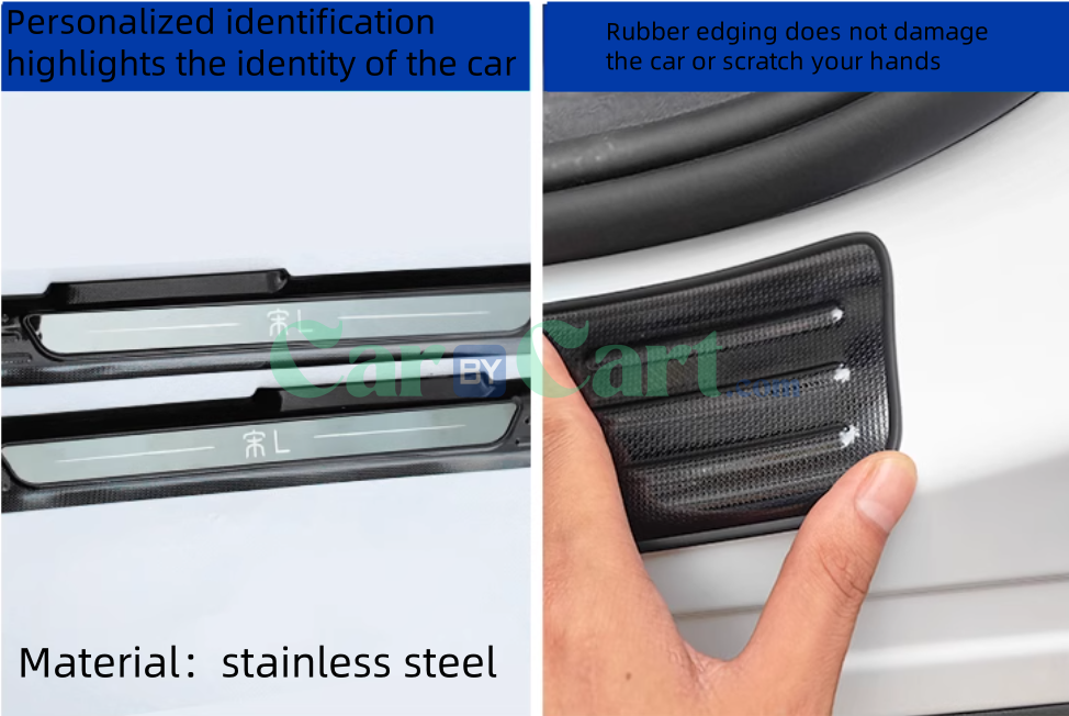 2025 BYD Song L DM-i Smart شرايط عتبة داخلية وخارجية (ملصق أسود من التيتانيوم الفضي)