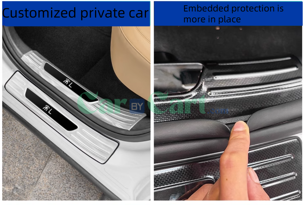 2025 BYD Song L DM-i Smart شرايط عتبة داخلية وخارجية (ملصق أسود من التيتانيوم الفضي)