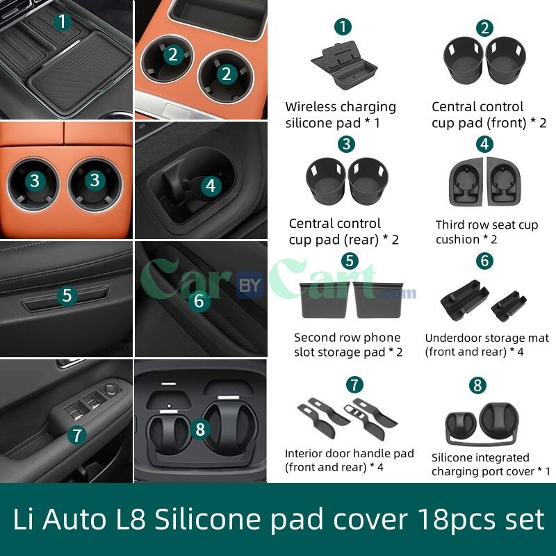 2024 Li Auto L8 غطاء وسادة سيليكون 18 قطعة مجموعة
