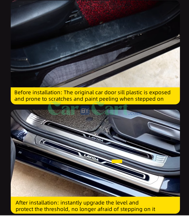 سيارة 2025 بي واي دي أسد البحر 07EV فيها خمسة أبواب وكل أبوابها مزودة بشرائط عتبة الباب من الجهتين الداخلية والخارجية.