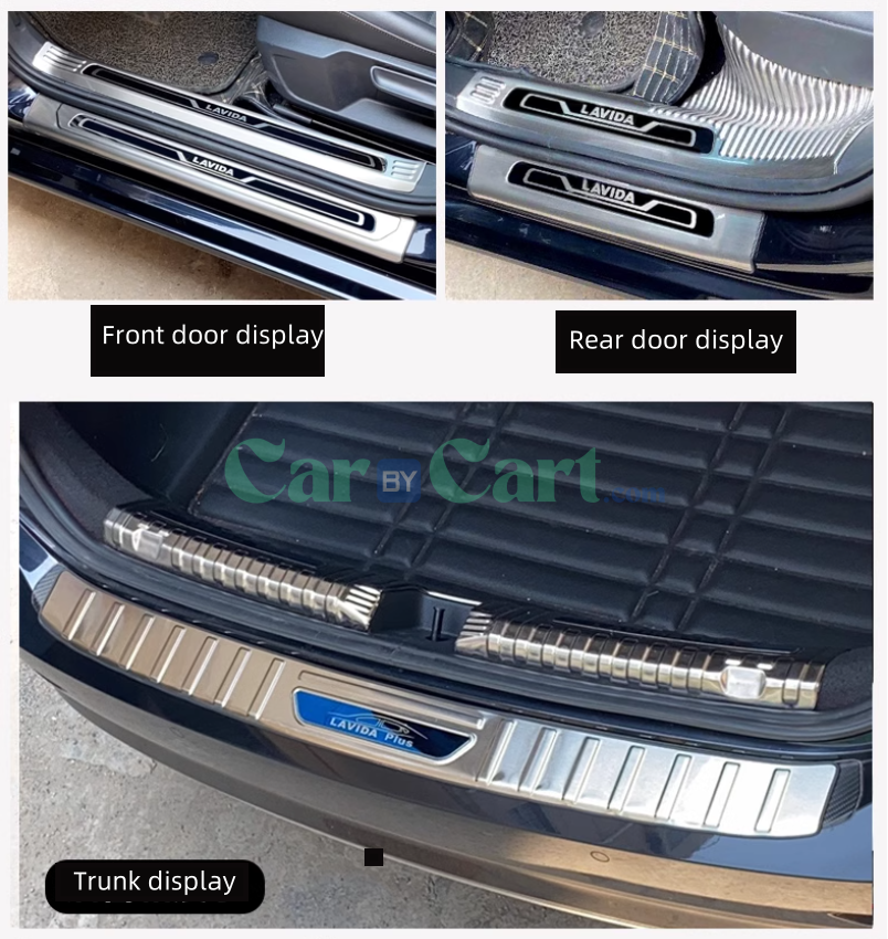 سيارة 2025 بي واي دي أسد البحر 07EV فيها خمسة أبواب وكل أبوابها مزودة بشرائط عتبة الباب من الجهتين الداخلية والخارجية.