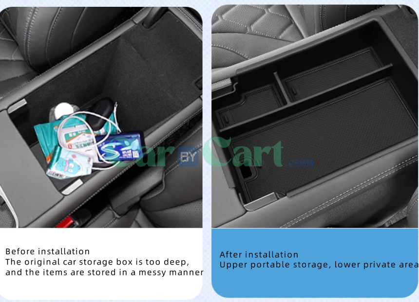 2025 BYD Sea Lion 07EV فيه صندوق مسند ذراع للتحكم المركزي وصندوق تخزين لاسلكي.