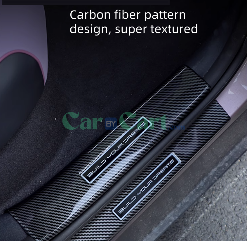 2025 BYD دولفين عندها شرائط عتبة داخلية وخارجية.